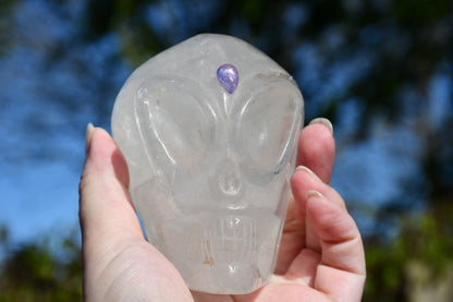 Clear quartz and amethyst starrie/traveller skull