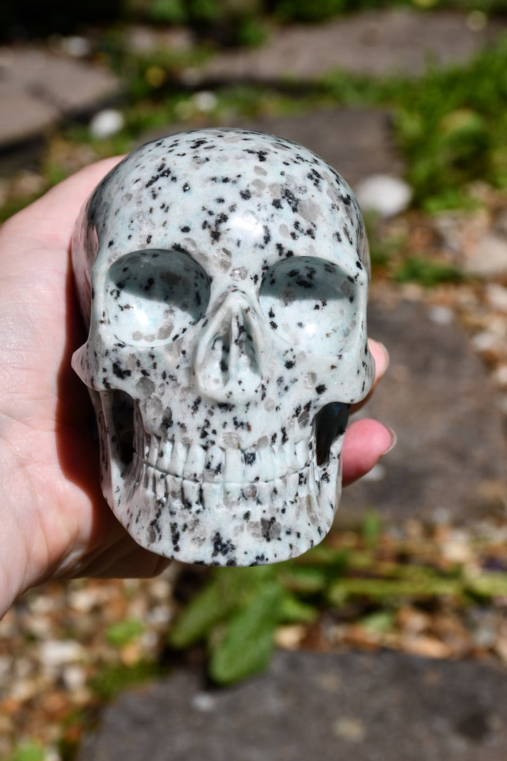 Kiwi jasper Mitchell Hedges inspired skull carve
