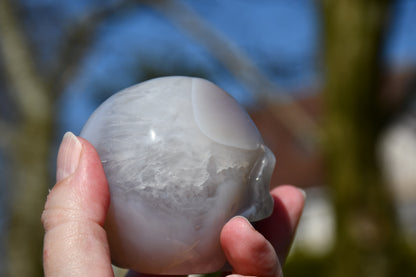 Chalcedony and druzy skull