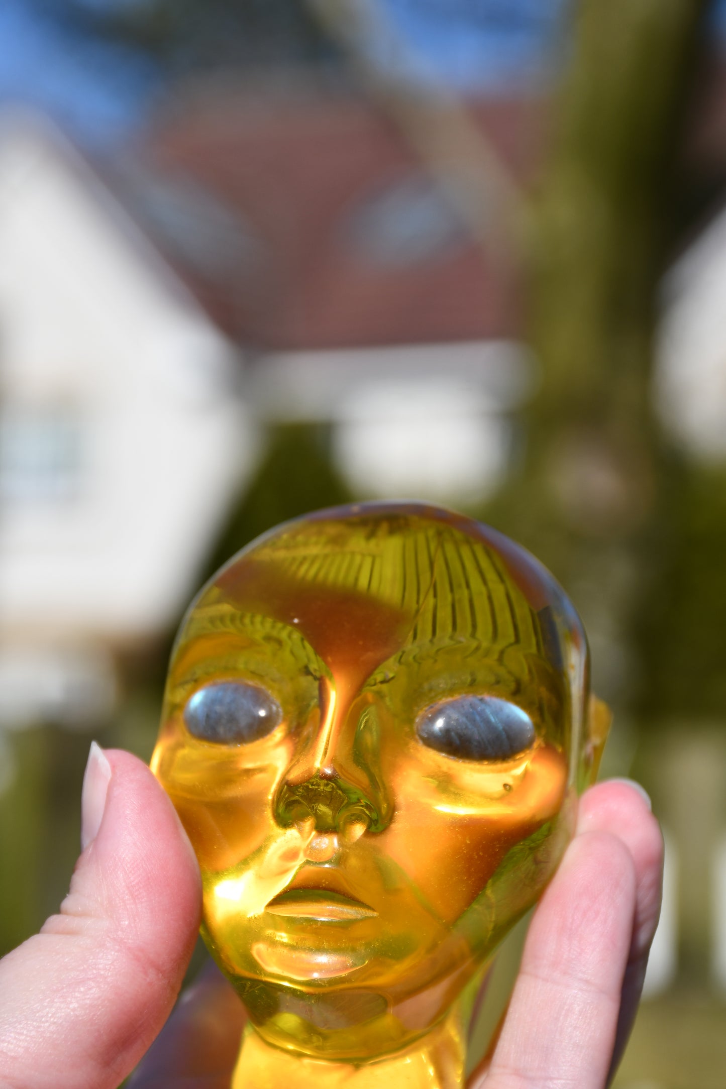 Yellow obsidian (man made) and labradorite star being /elfin