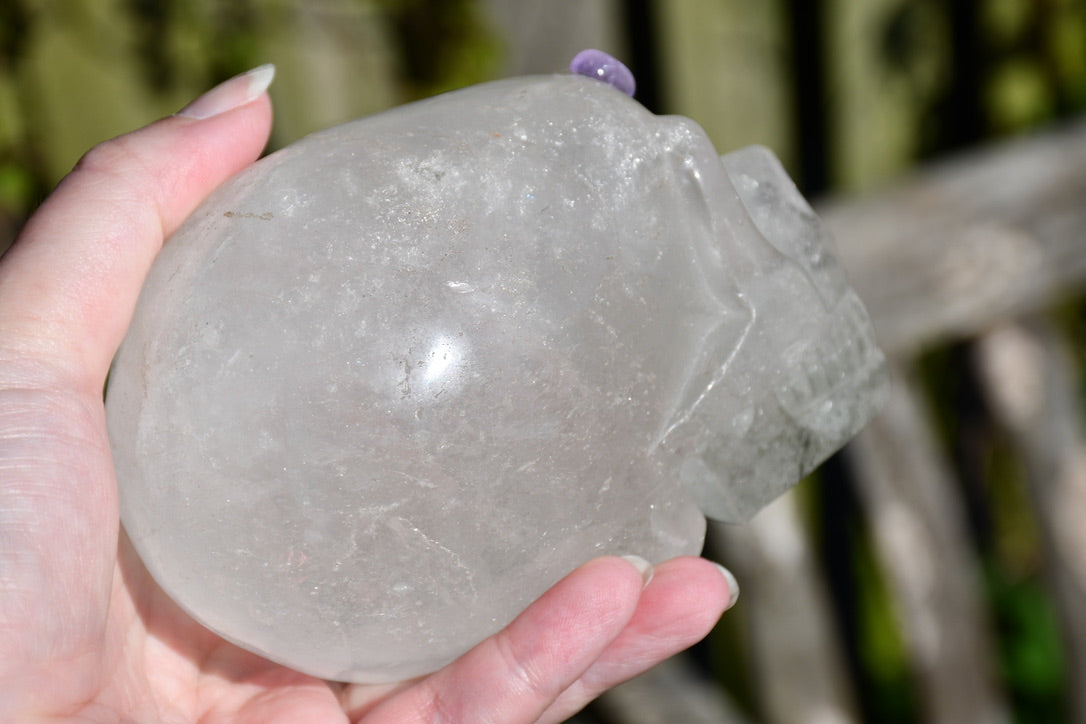 Clear quartz and amethyst elongated traveller