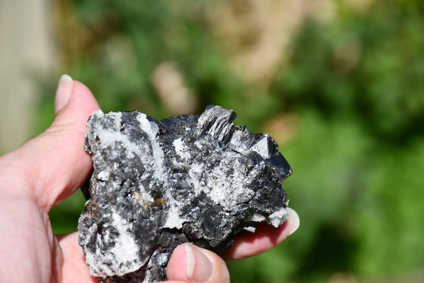 Black tourmaline and quartz cluster