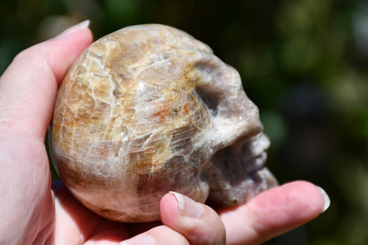 Moonstone and sunstone skull carve (larger)