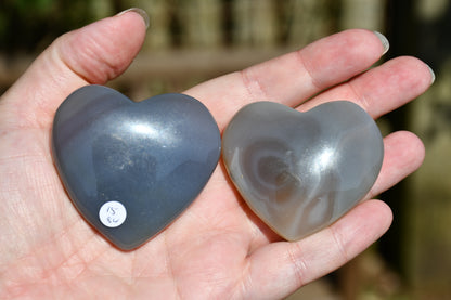 pair grey agate hearts