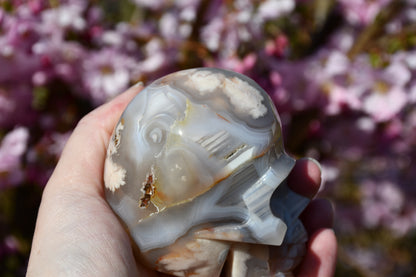 Flower agate skull