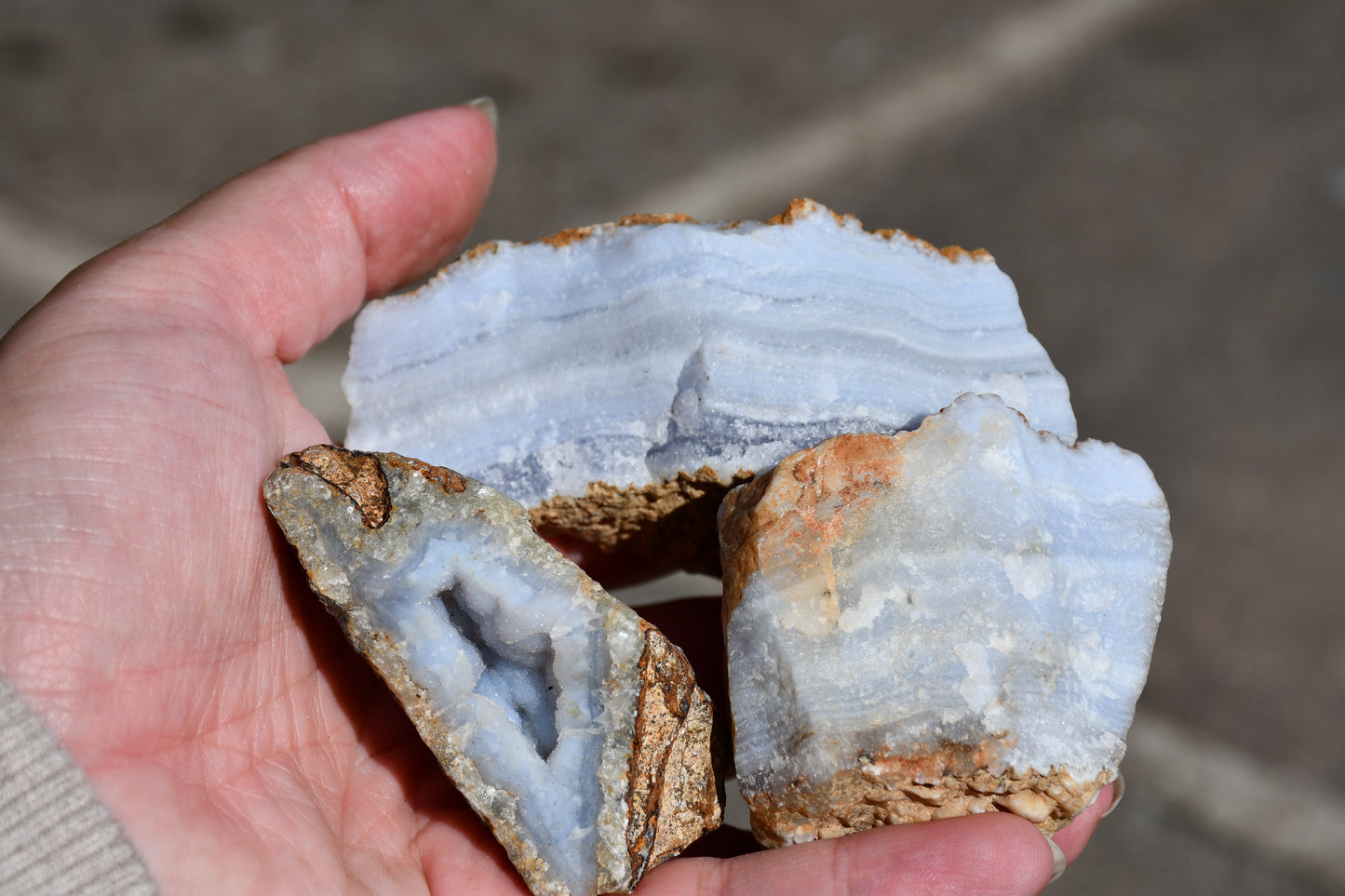 Blue lace agate trio