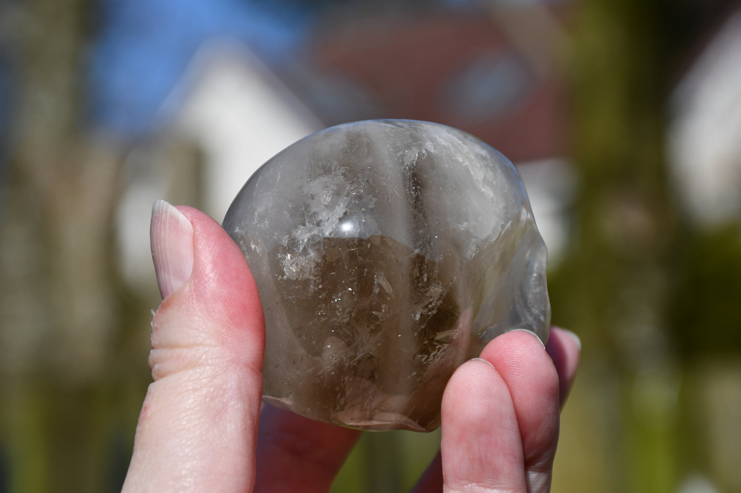 Smoky quartz skull