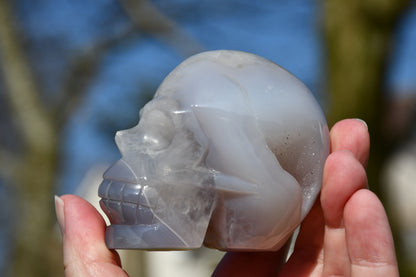 Chalcedony and druzy skull
