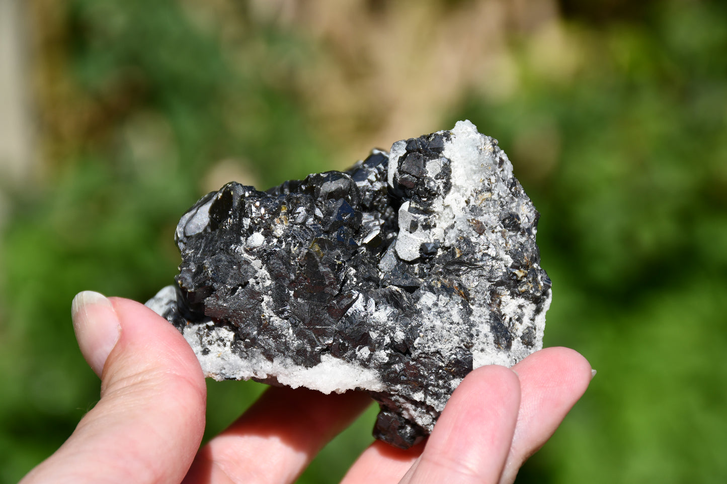 Black tourmaline and quartz cluster