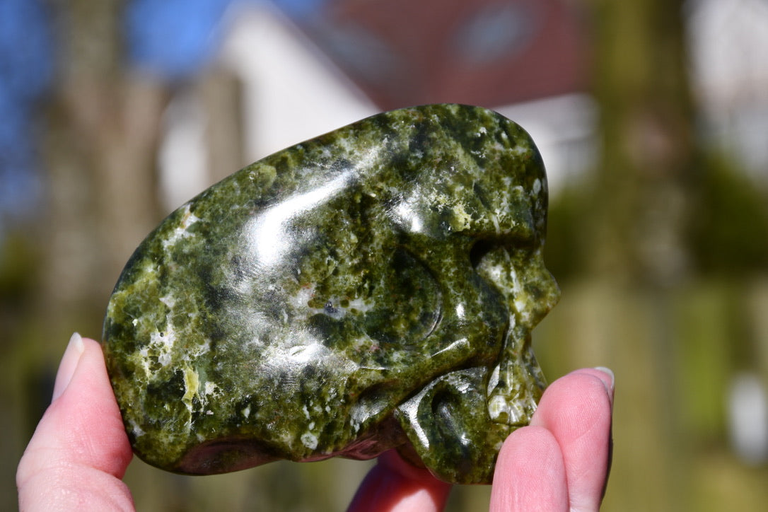 Lizardite traveller skull - Manus carve