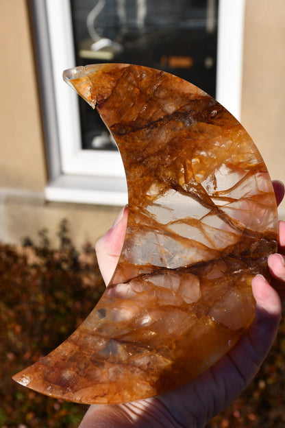 Hematoid quartz large crescent moon