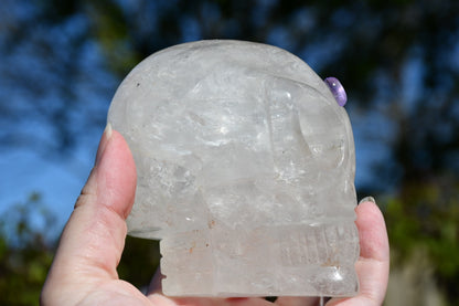 Clear quartz and amethyst starrie/traveller skull