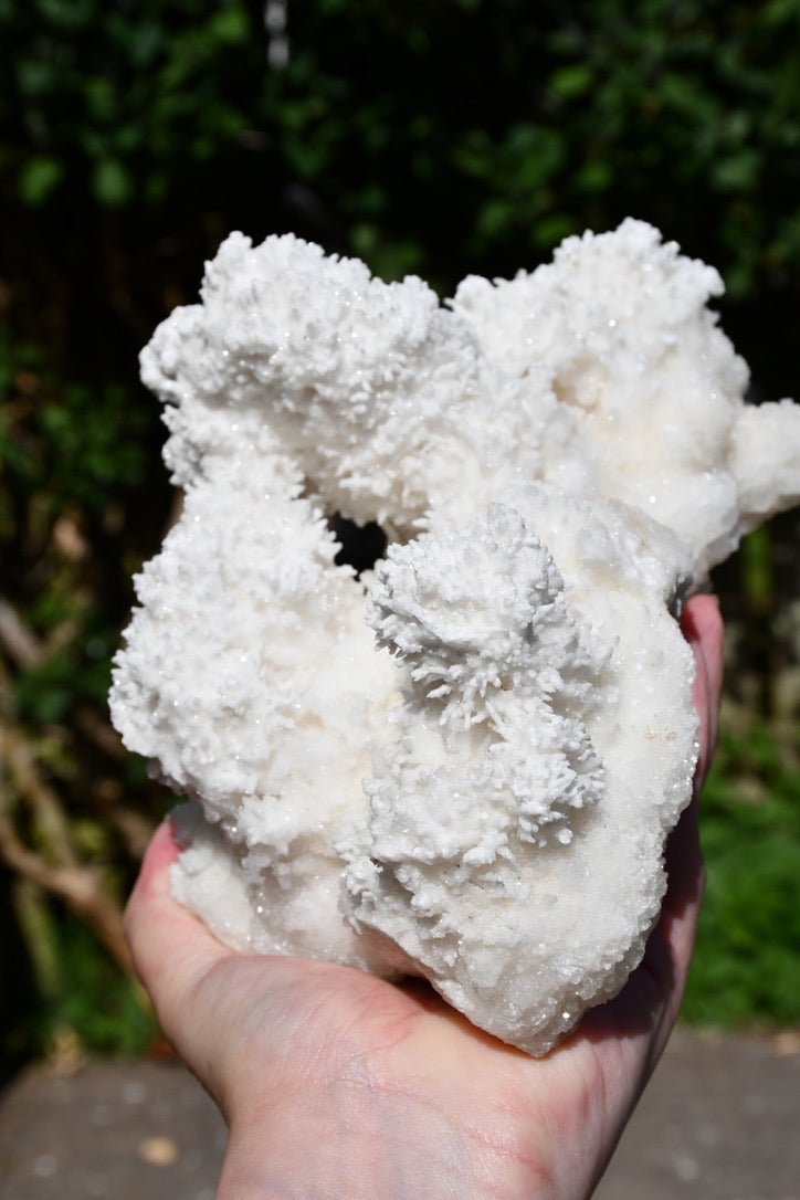 White aragonite cluster