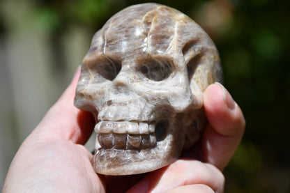 Moonstone and sunstone skull carve (larger)