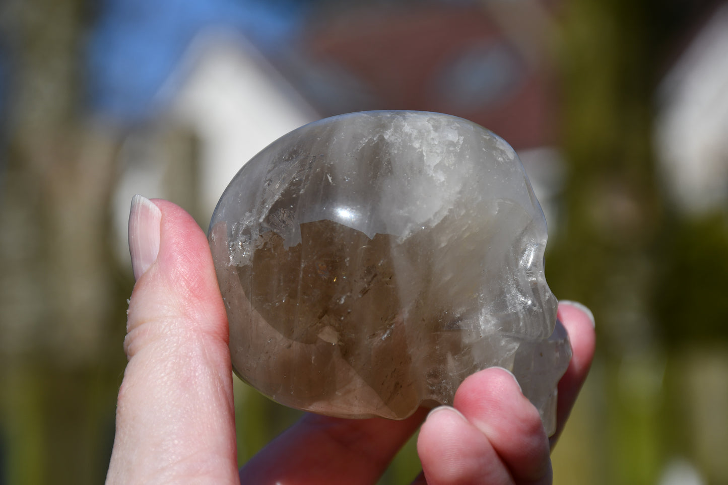 Smoky quartz skull