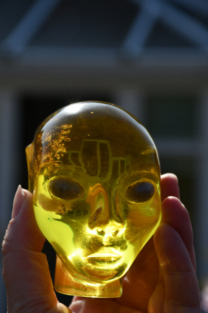 Yellow obsidian (man made) and labradorite star being /elfin