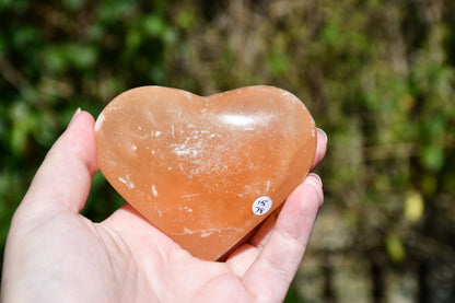 Peach selenite heart