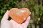 Peach selenite heart