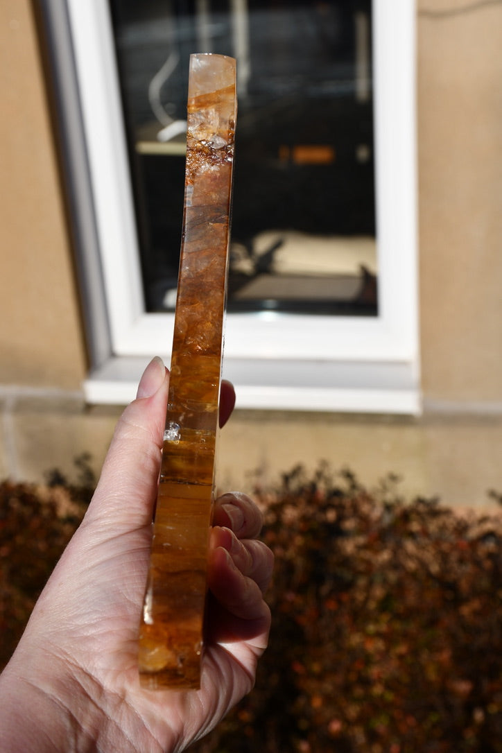 Hematoid quartz large crescent moon