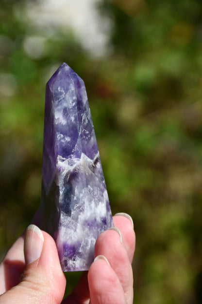 Chevron (smoky) amethyst obelisk