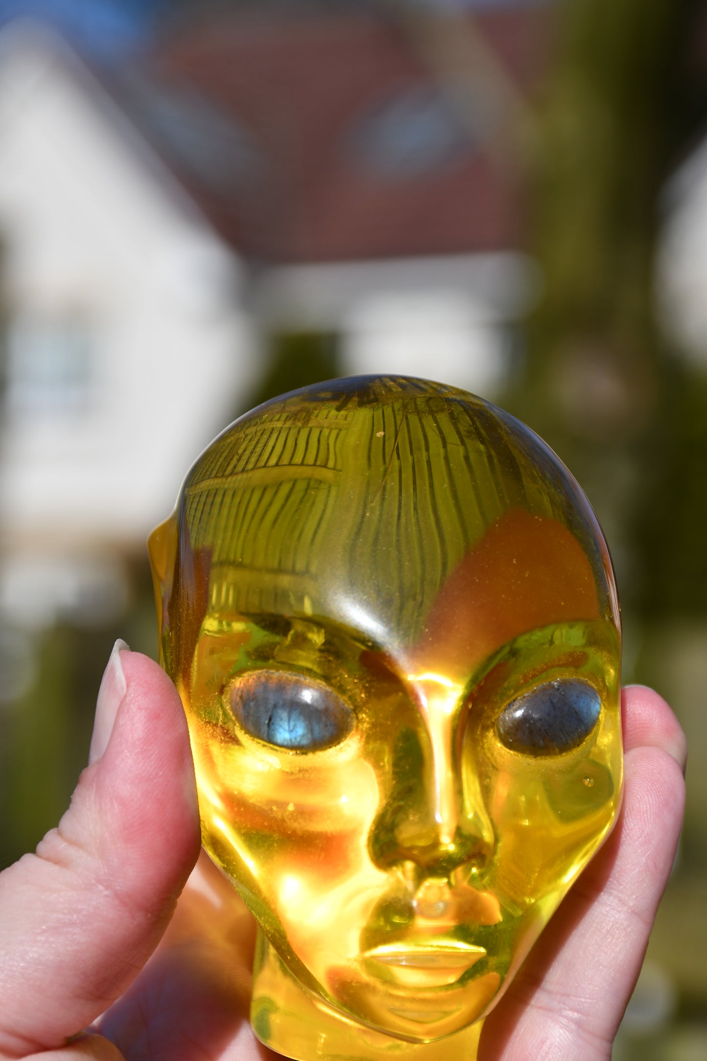 Yellow obsidian (man made) and labradorite star being /elfin