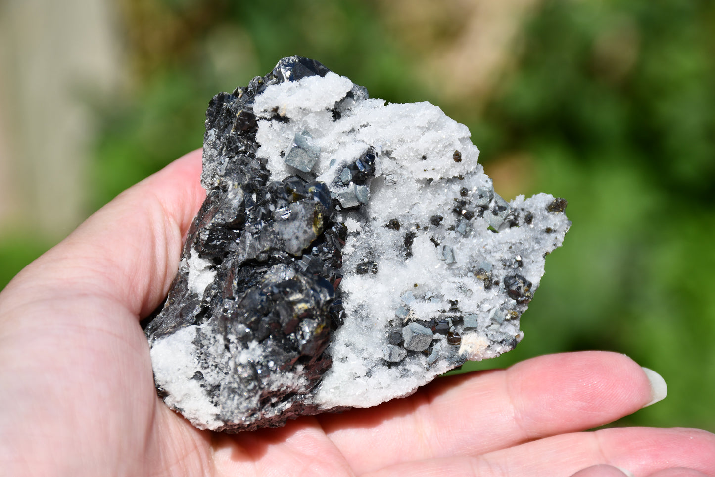 Black tourmaline and quartz cluster