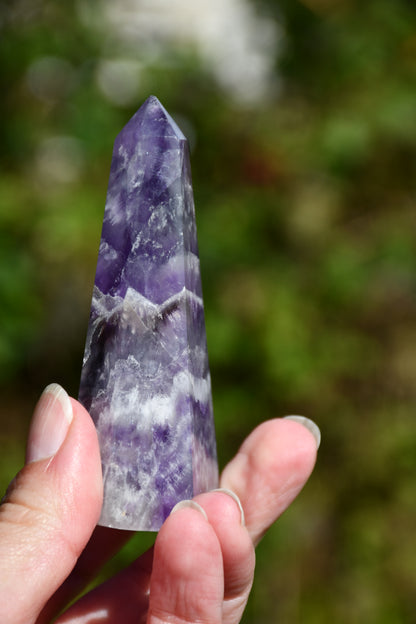 Chevron (smoky) amethyst obelisk