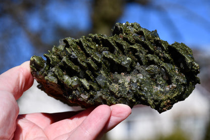 "fairy forest" epidote on quartz cluster