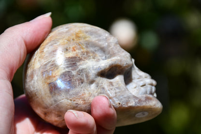 Moonstone and sunstone skull carve (larger)