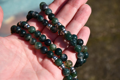 Moss agate mala