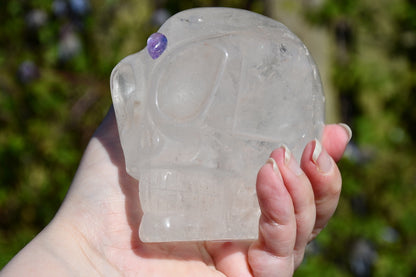 Clear quartz and amethyst starrie/traveller skull