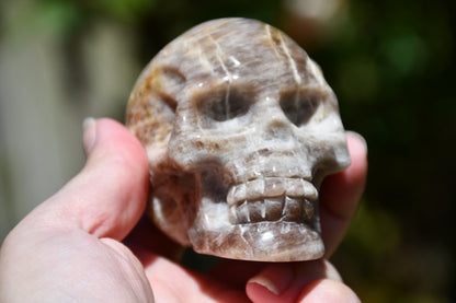 Moonstone and sunstone skull carve (larger)