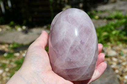 Rose quartz Madagascan sty;e skull carve