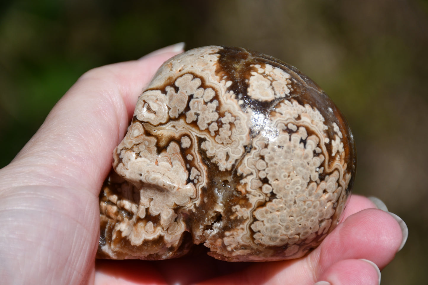 Aragonite carved skull