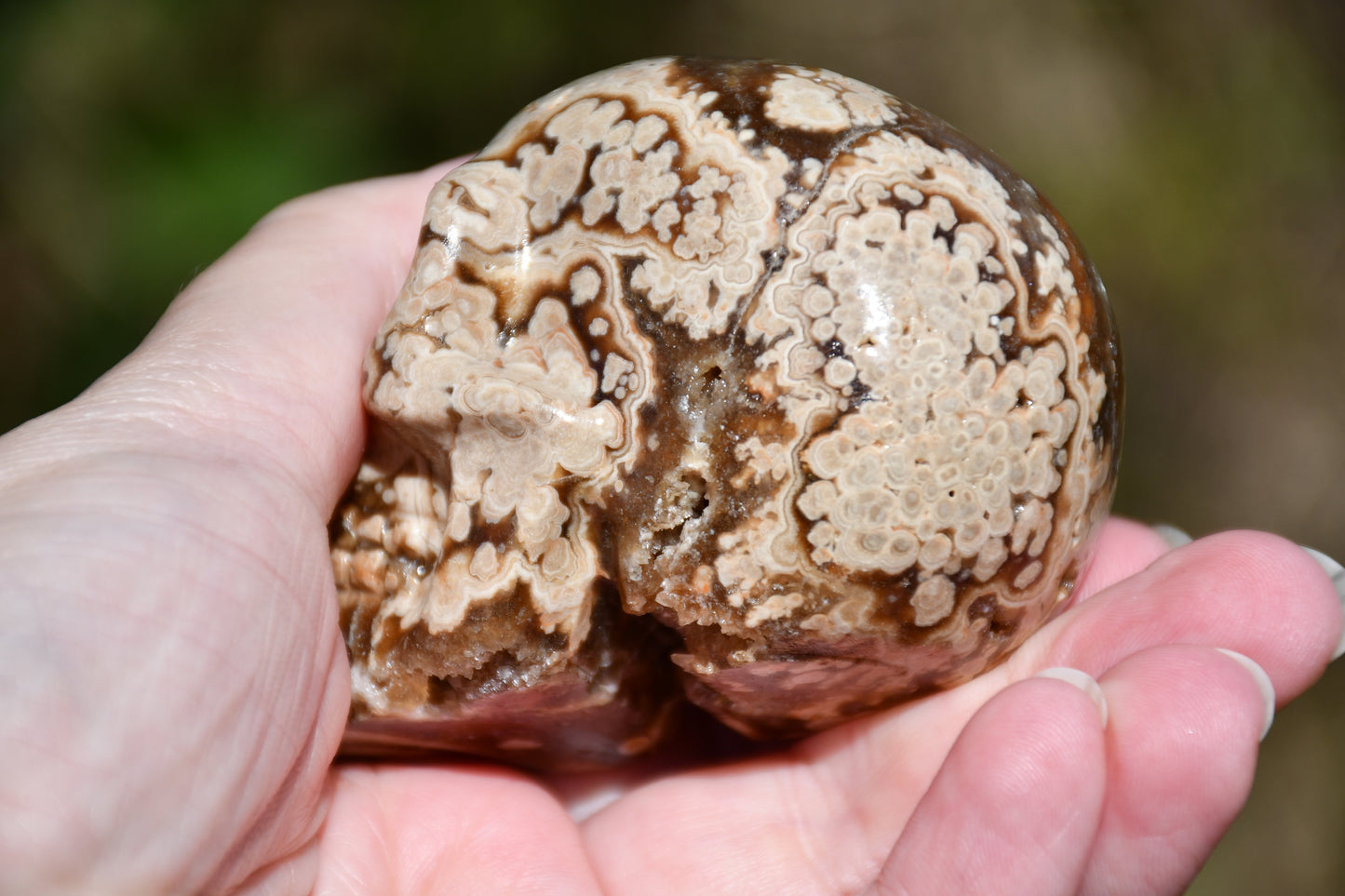 Aragonite carved skull