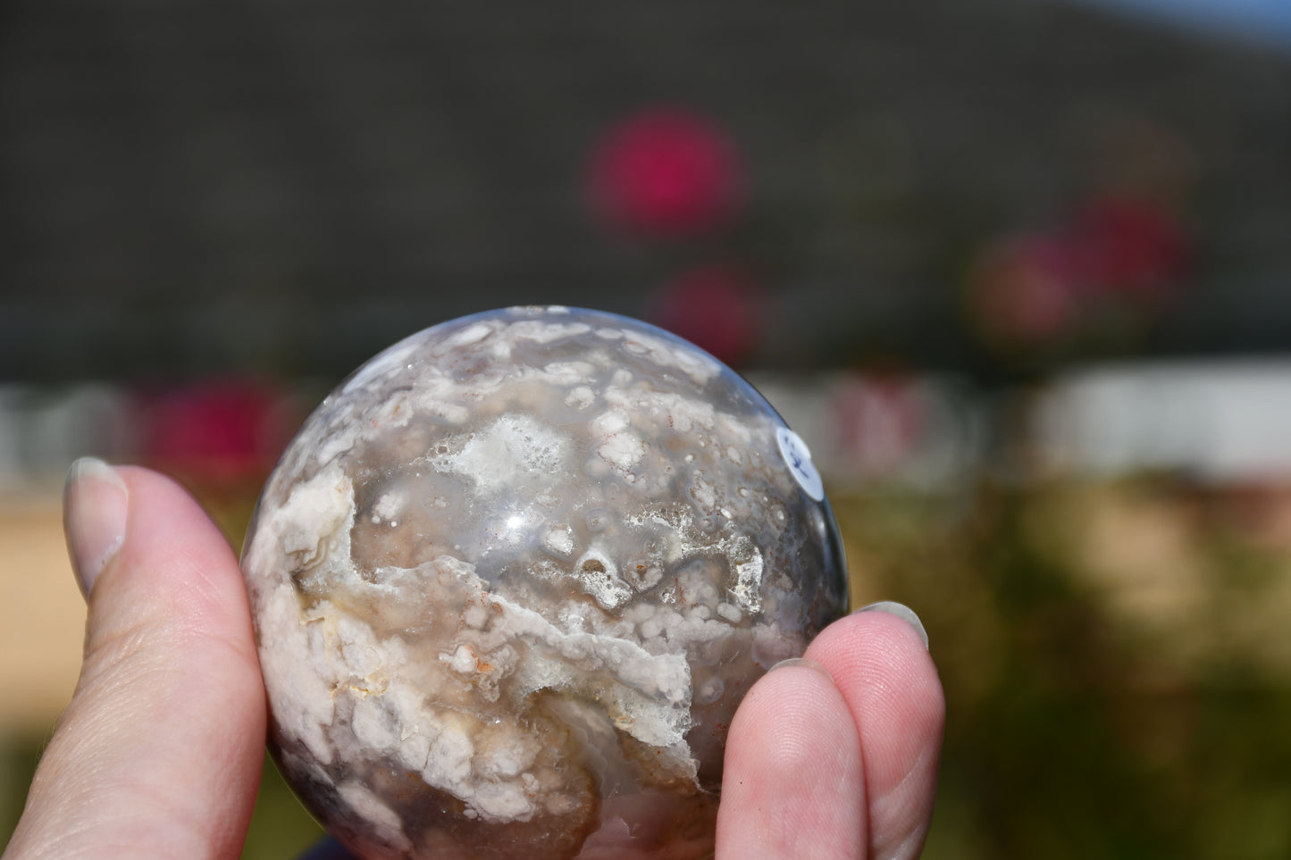 Flower agate sphere