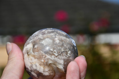 Flower agate sphere