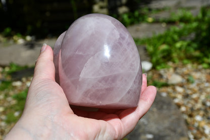 Rose quartz Madagascan sty;e skull carve