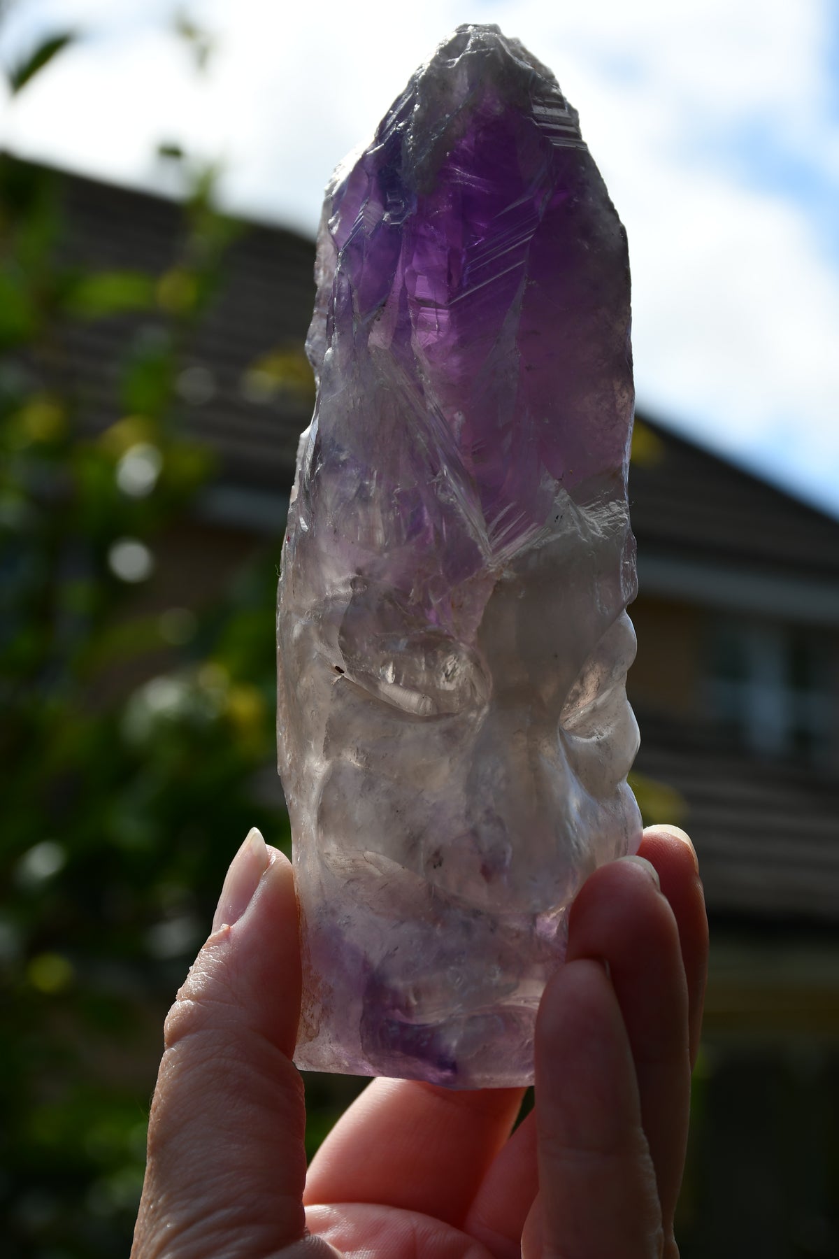 Manus phantom amethyst tribal skull carve