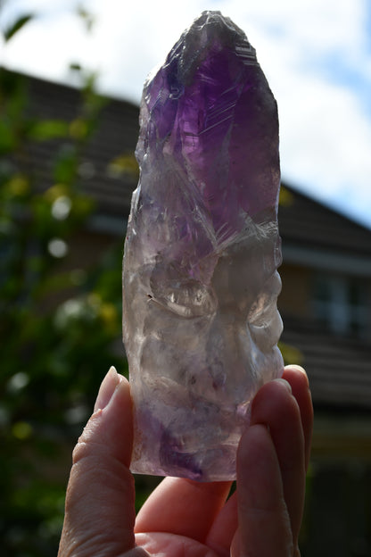 Manus phantom amethyst tribal skull carve