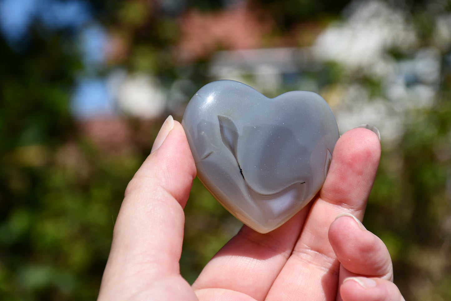pair grey agate hearts