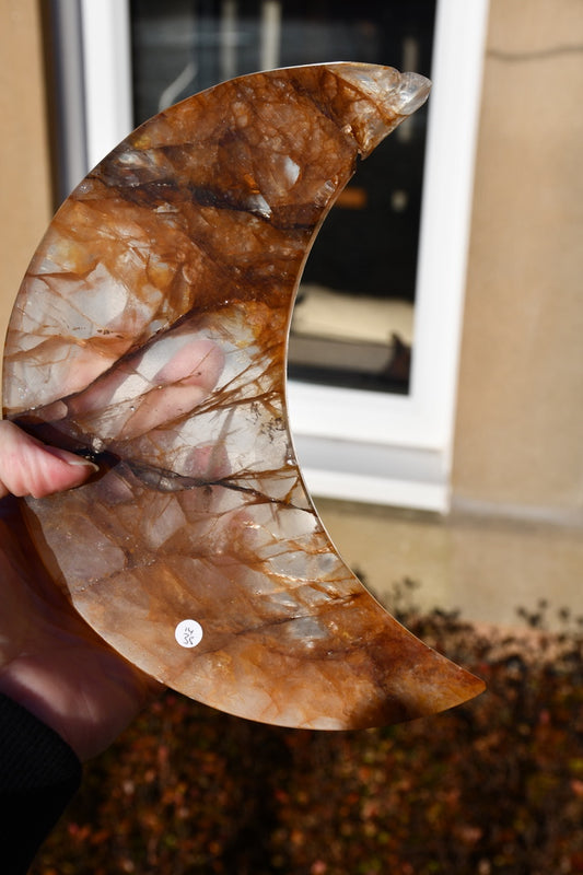 Hematoid quartz large crescent moon