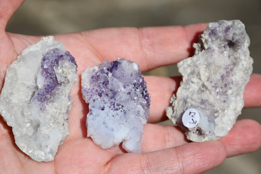 Fluorite and chalcedony flowers x 3