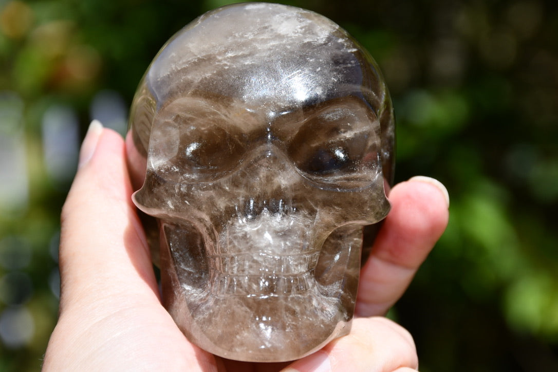 Smoky Quartz Skull carve