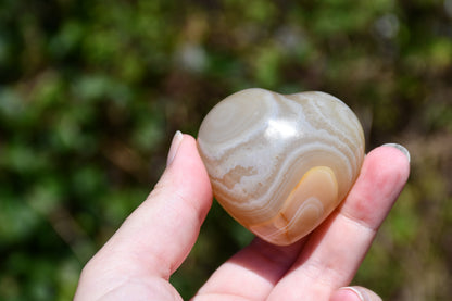 Pair of (flower) agate puffy hearts