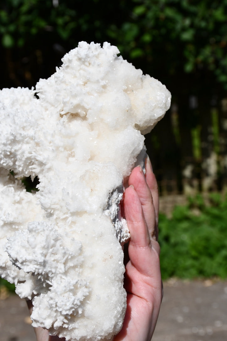 White aragonite cluster