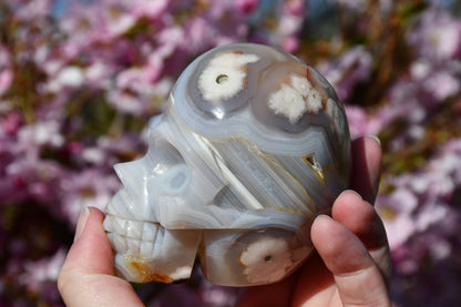 Flower agate skull