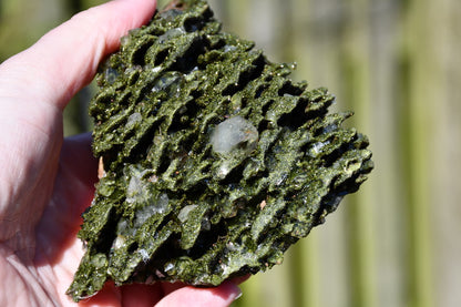 "fairy forest" epidote on quartz cluster