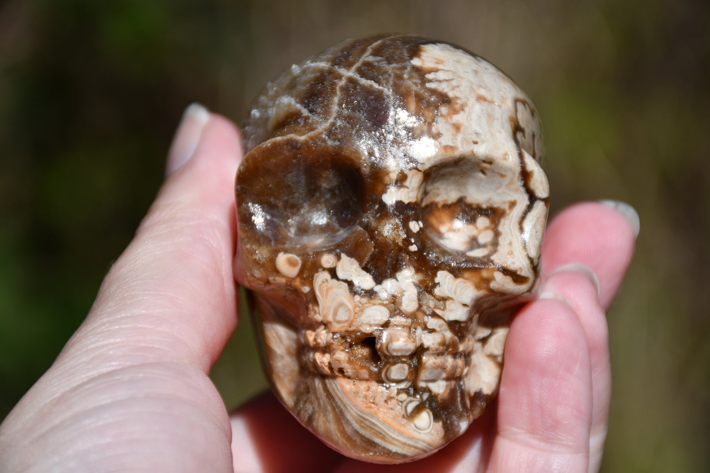Aragonite carved skull