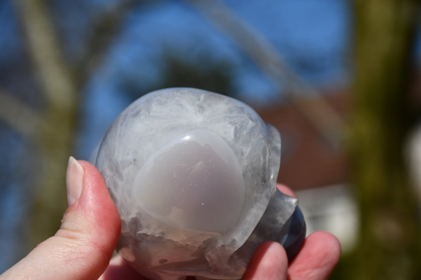 Chalcedony and druzy skull